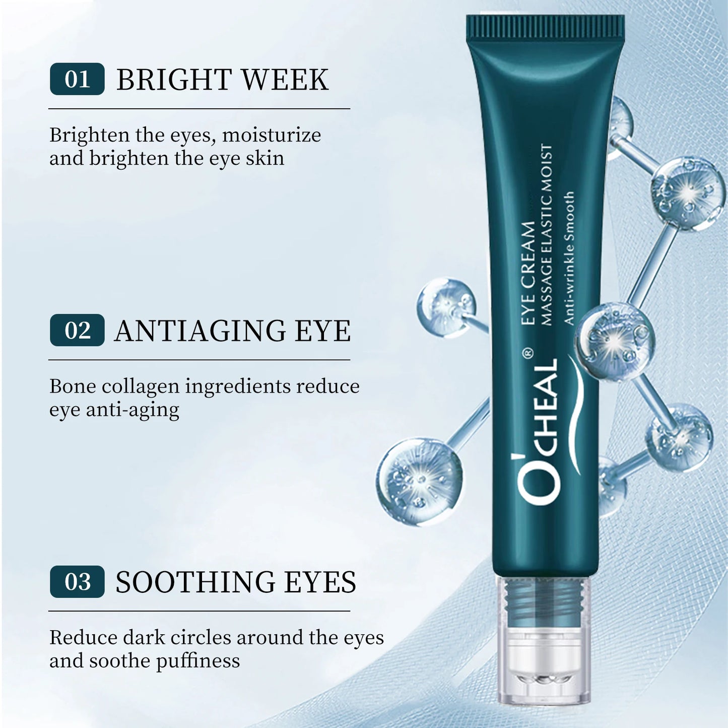 Crema de masaje para ojos, aclarador de ojeras y reafirmante de la piel con suero de reparación instantánea para ojeras