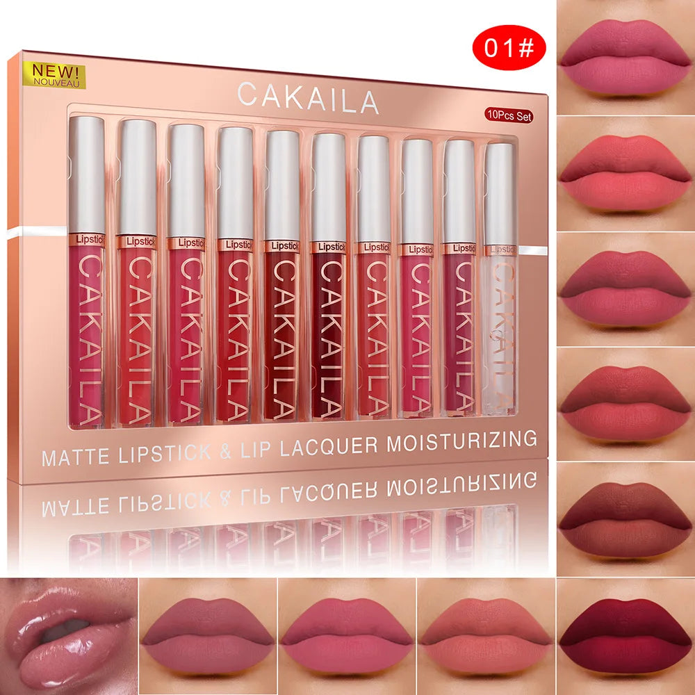 Brillo labial mate de terciopelo nude, antiadherente, resistente al agua