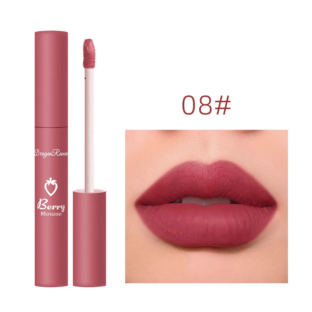 Brillo labial mate textura aterciopelada, resistente al agua, hidratante, duradero, antiadherente
