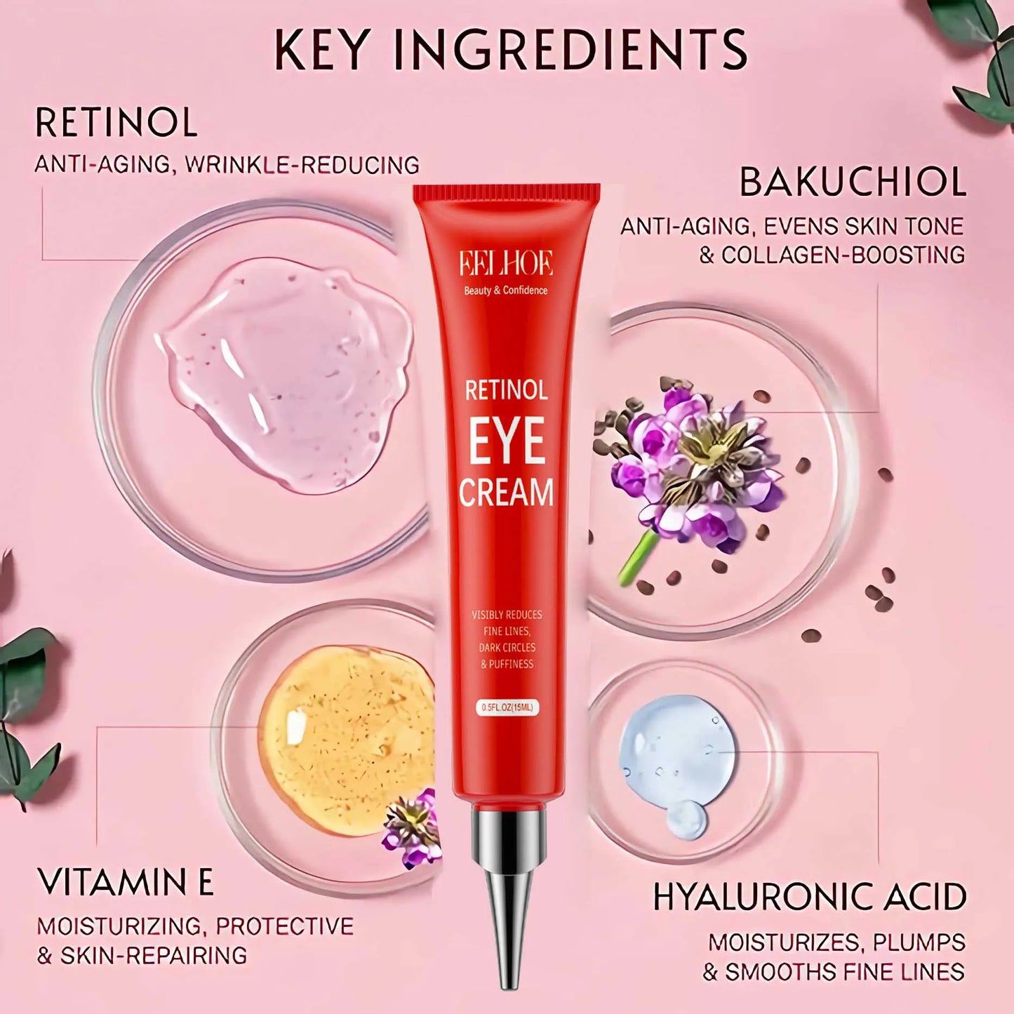 Crema para ojos con retinol, elimina las ojeras y las bolsas de los ojos, hidrata, repara, suaviza