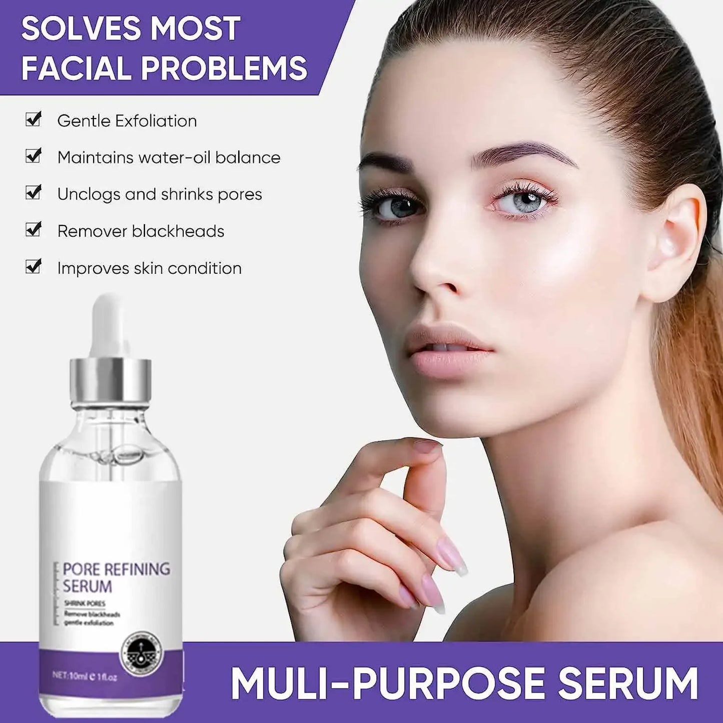 Serum facial reductor y eliminador de poros con grande tensado facial, esencia minimizadora, reafirmante