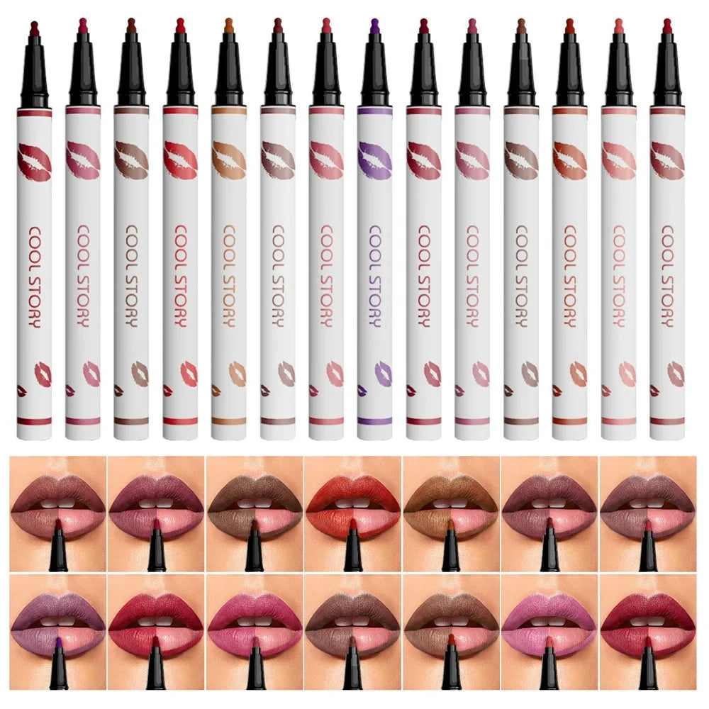 Lapiz delineador de labios líquido mate para contorno de labios, duradero, resistente al agua, secado rápido y natural sin taza