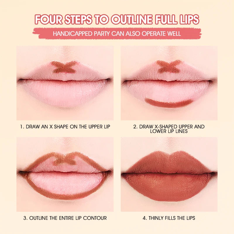 Lapiz labial de larga duración, resistente al agua, suave y nutritivo