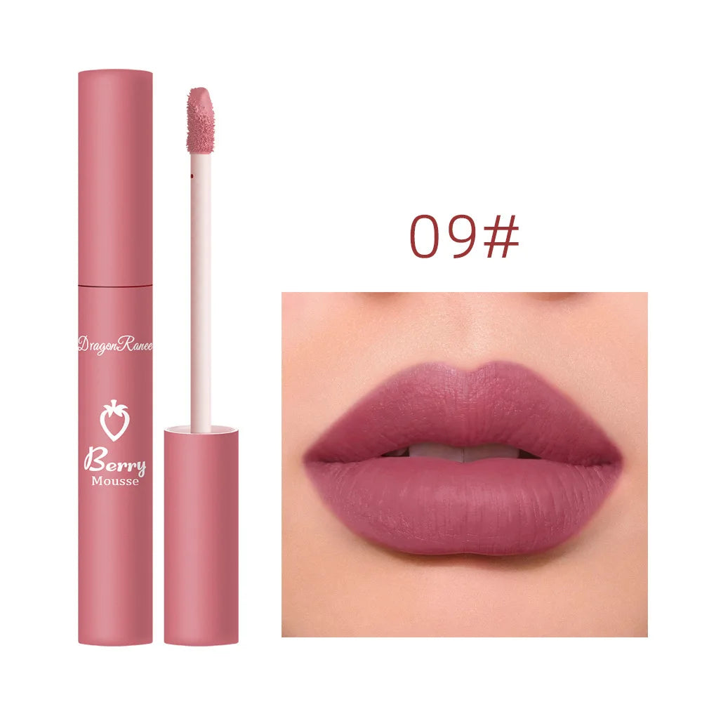 Brillo labial mate textura aterciopelada, resistente al agua, hidratante, duradero, antiadherente