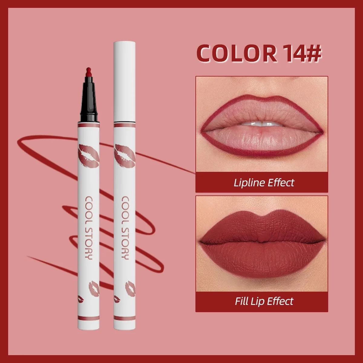 Lapiz delineador de labios líquido mate para contorno de labios, duradero, resistente al agua, secado rápido y natural sin taza