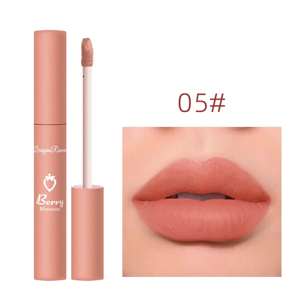 Brillo labial mate textura aterciopelada, resistente al agua, hidratante, duradero, antiadherente