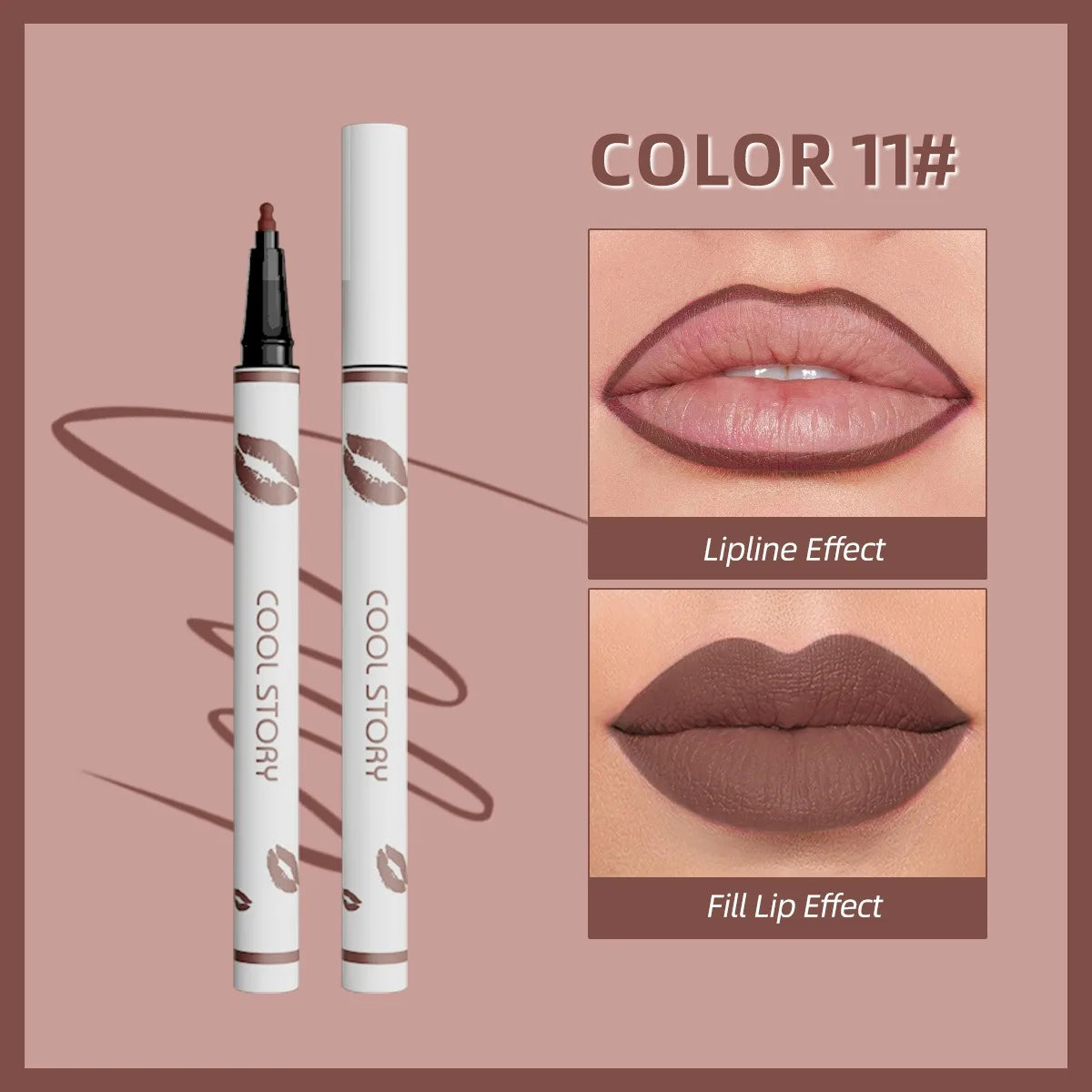 Lapiz delineador de labios líquido mate para contorno de labios, duradero, resistente al agua, secado rápido y natural sin taza