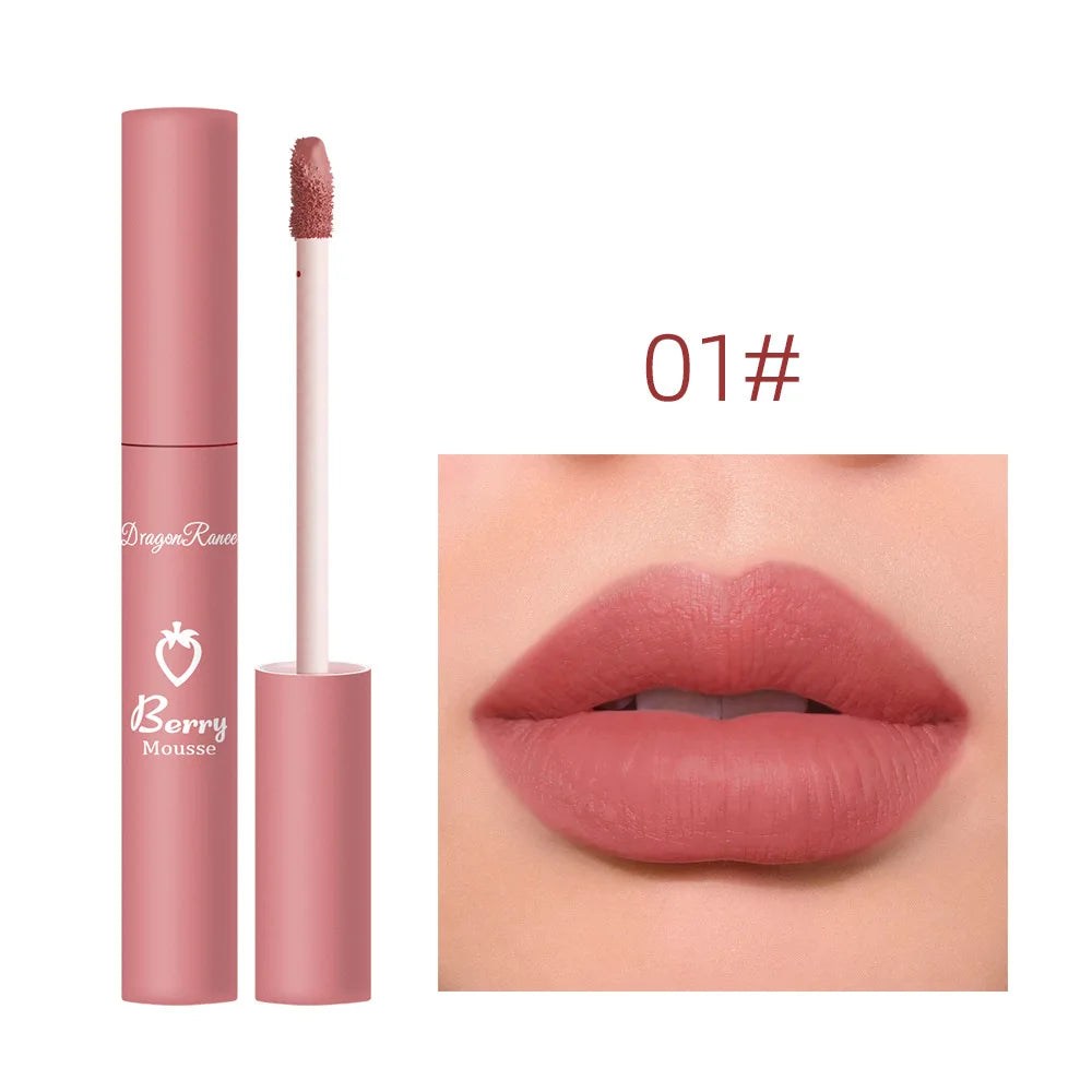 Brillo labial mate textura aterciopelada, resistente al agua, hidratante, duradero, antiadherente