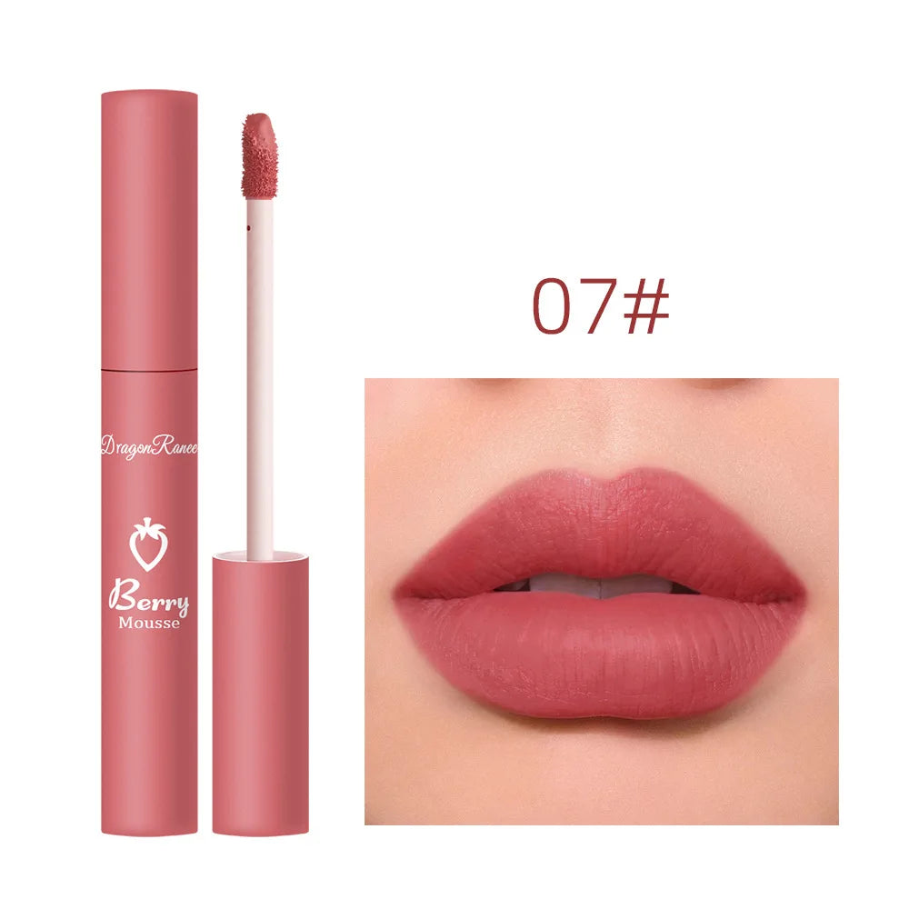 Brillo labial mate textura aterciopelada, resistente al agua, hidratante, duradero, antiadherente