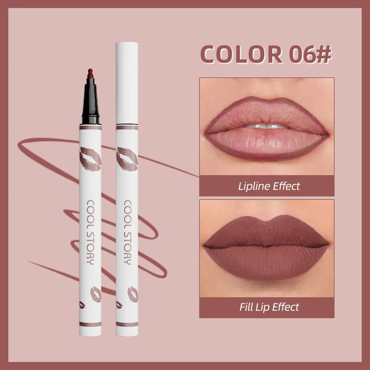 Lapiz delineador de labios líquido mate para contorno de labios, duradero, resistente al agua, secado rápido y natural sin taza