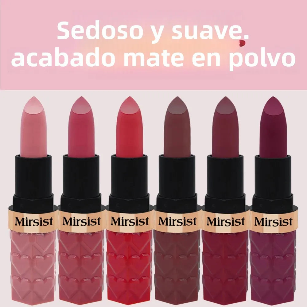 Pintalabios con tonos aterciopelados y suave de larga duración, pigmento intenso, resistente al agua, antiadherente