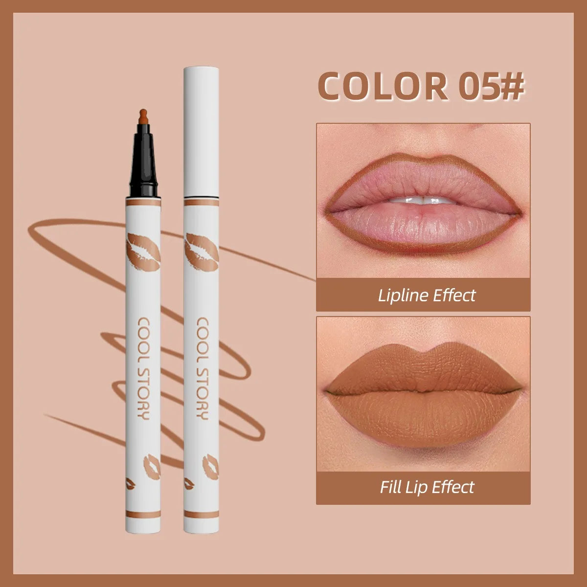 Lapiz delineador de labios líquido mate para contorno de labios, duradero, resistente al agua, secado rápido y natural sin taza