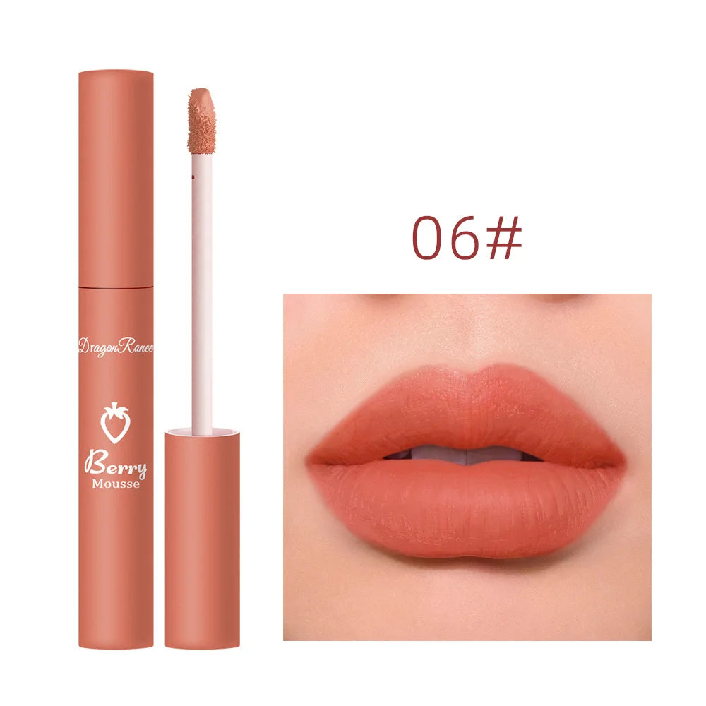 Brillo labial mate textura aterciopelada, resistente al agua, hidratante, duradero, antiadherente