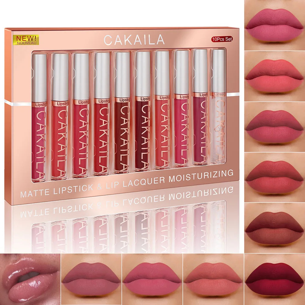 Brillo labial mate de terciopelo nude, antiadherente, resistente al agua