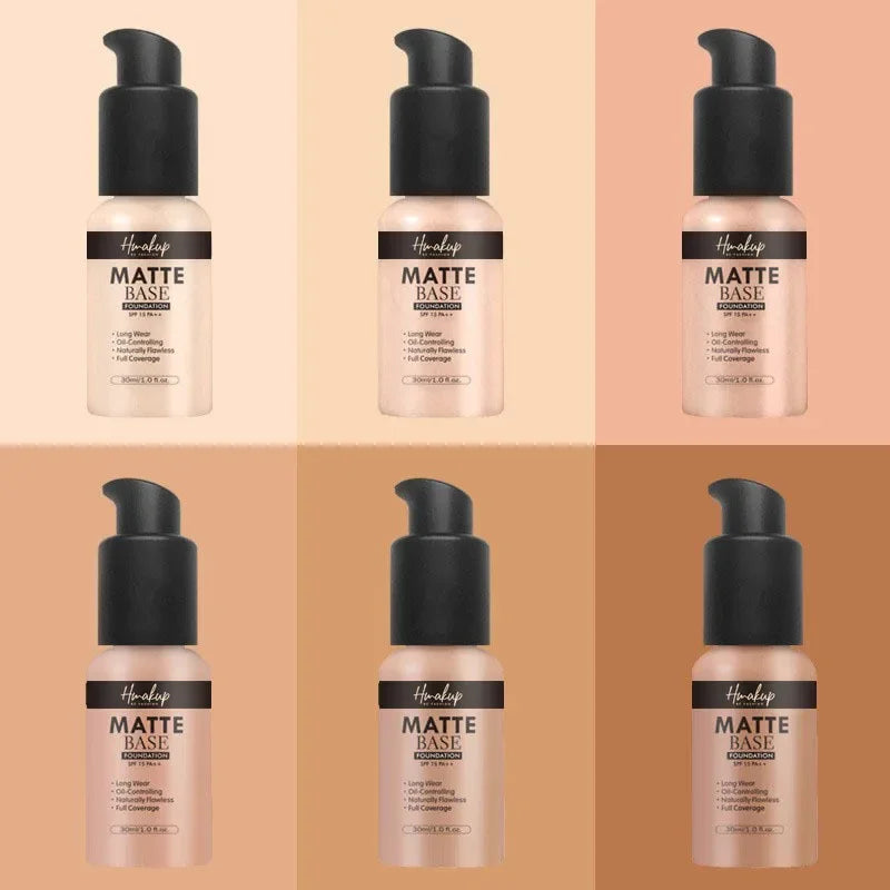 Base de maquillaje líquida mate, corrector natural, control de aceite, resistente al agua, duradera con cobertura total