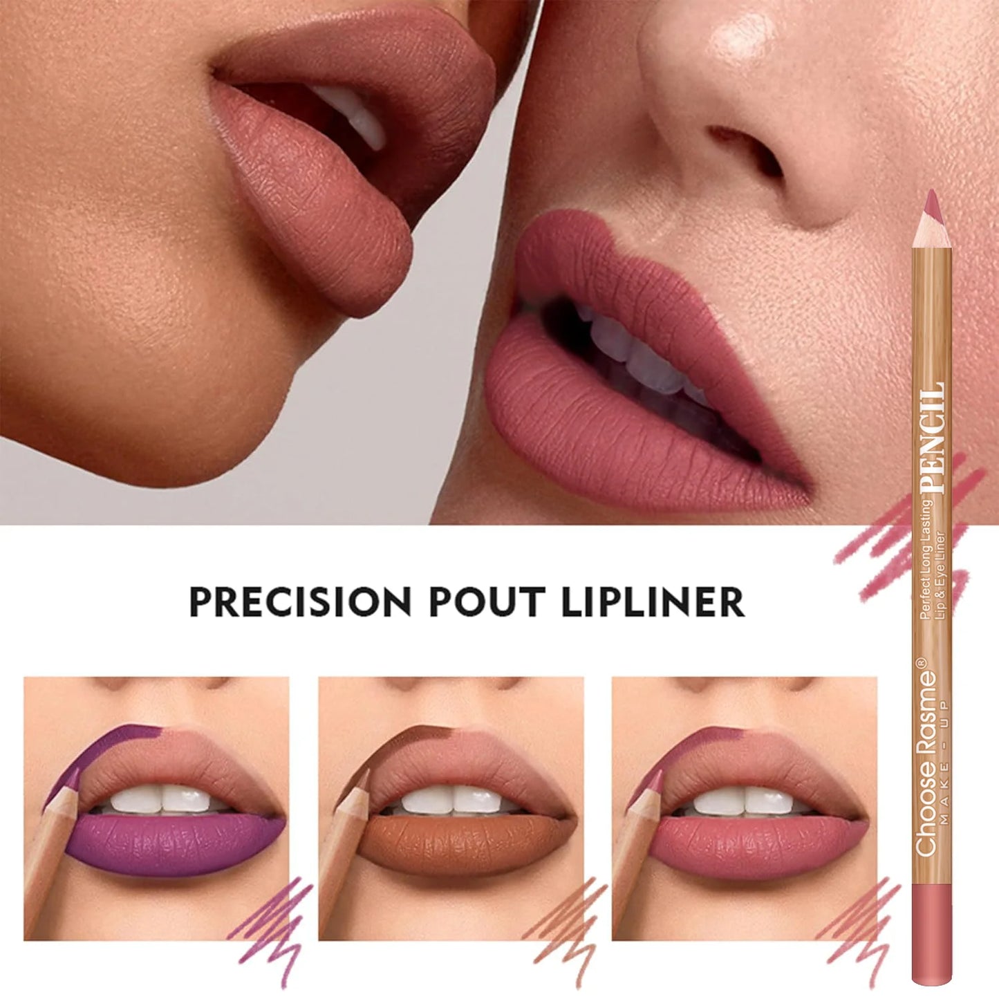 Delineador de labios enriquecido, hidratante con ajuste tridimensional fino, sedoso y transparente