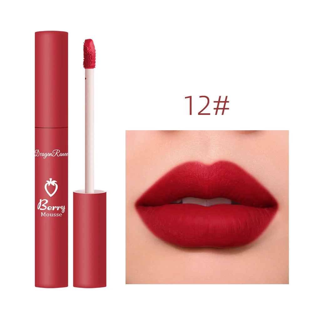 Brillo labial mate textura aterciopelada, resistente al agua, hidratante, duradero, antiadherente