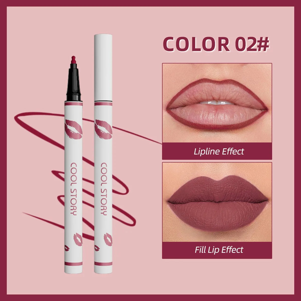 Lapiz delineador de labios líquido mate para contorno de labios, duradero, resistente al agua, secado rápido y natural sin taza