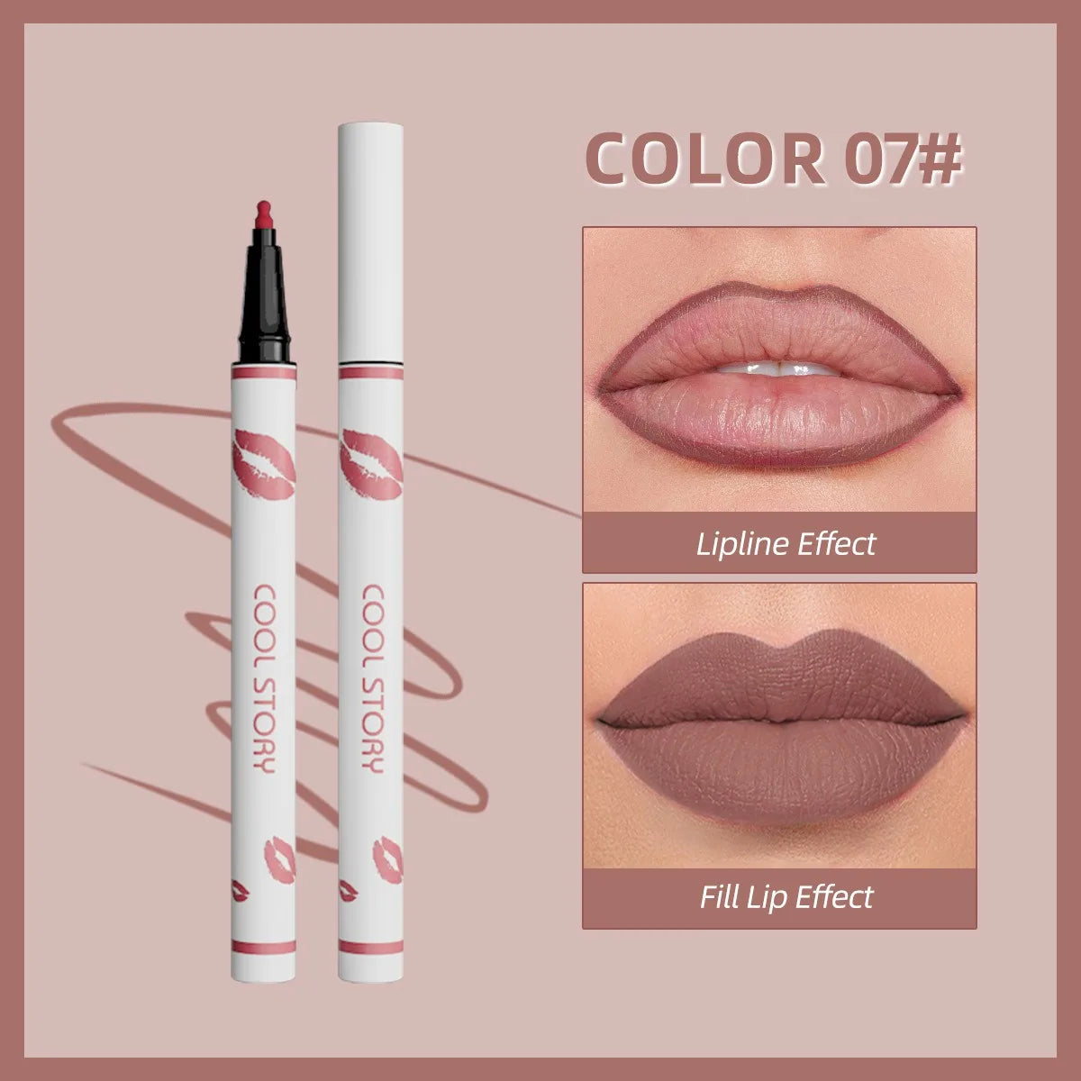 Lapiz delineador de labios líquido mate para contorno de labios, duradero, resistente al agua, secado rápido y natural sin taza