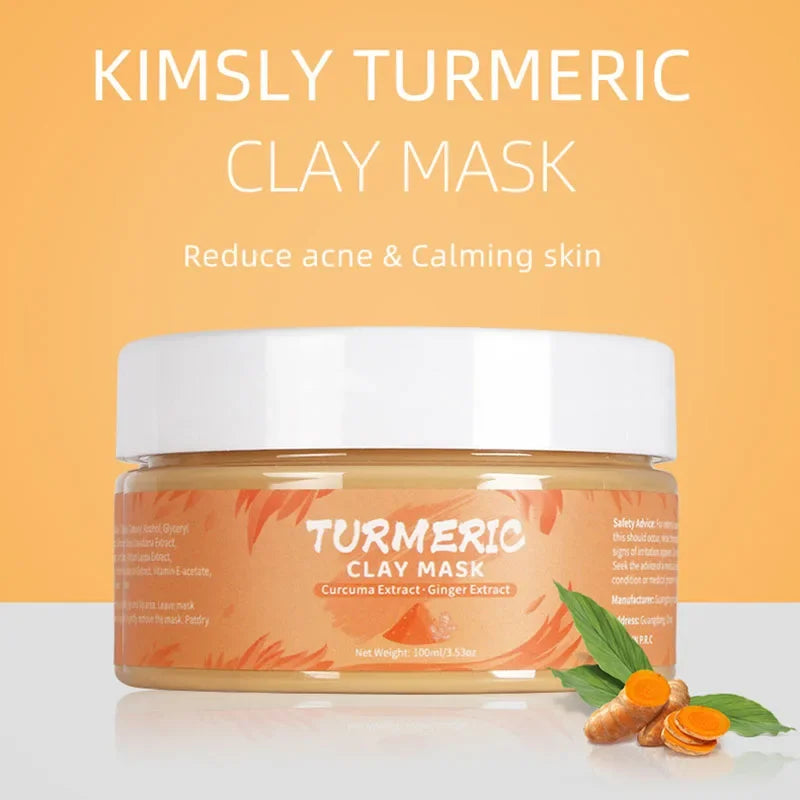 Mascarilla facial de barro con cúrcuma, té verde, rosa y aguacate, hidrata y elimina puntos negros
