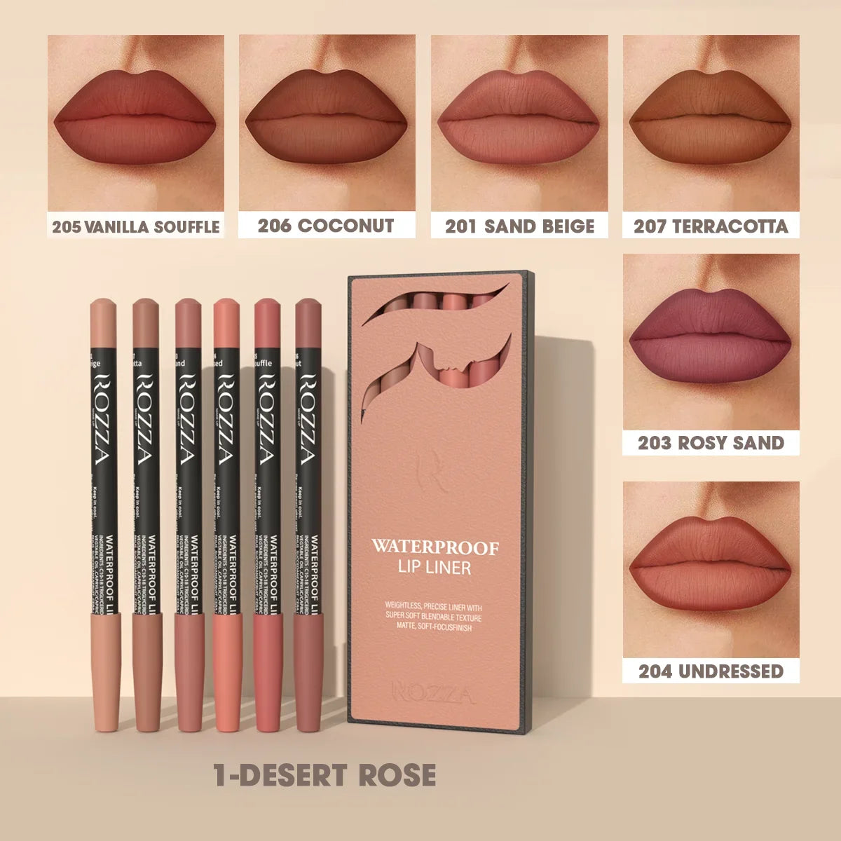 Delineador de labios mate larga duración, impermeable súper suave con textura mezclable