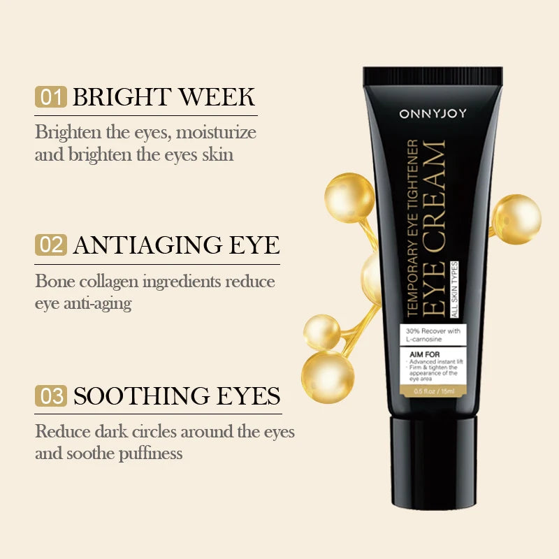 Crema para ojos reafirmante y instantánea, hidratante y suavizante para reducir arrugas e hinchazón