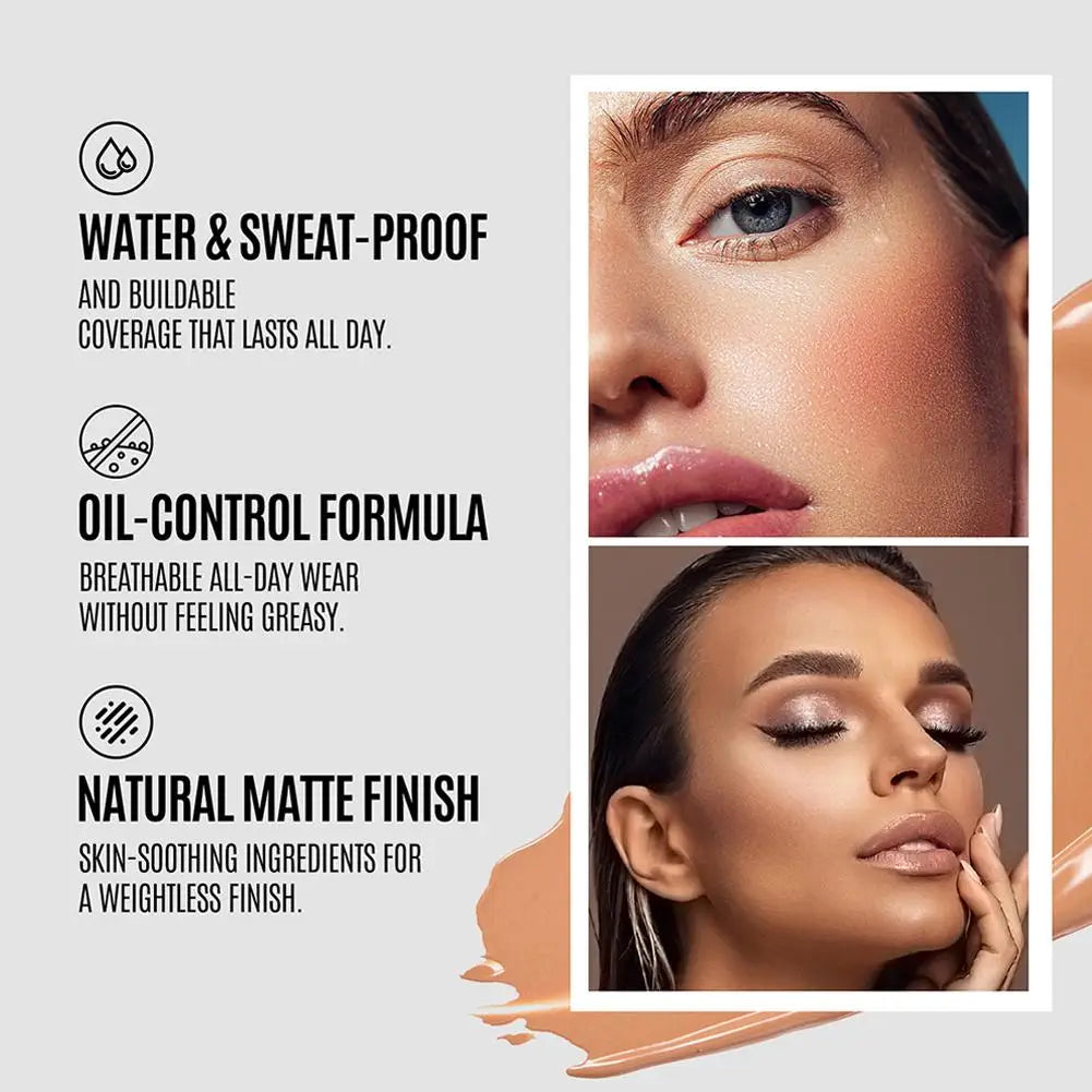 Base de maquillaje líquida de larga duración, cobertura total, corrector, hidratante