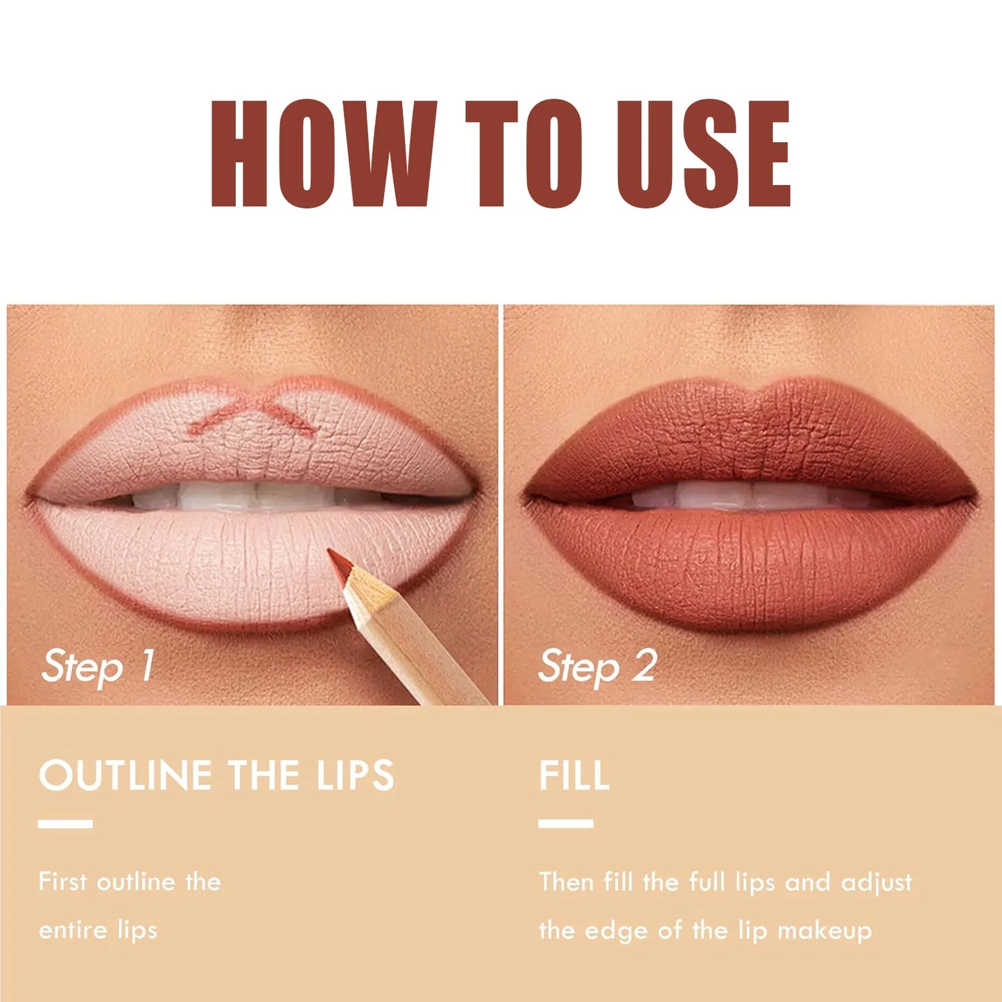 Delineador de labios enriquecido, hidratante con ajuste tridimensional fino, sedoso y transparente