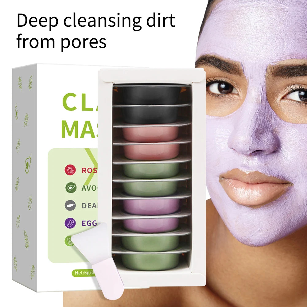 Mascarilla facial de barro de arcilla con ácido hialurónico, vitamina E, ilumina el tono de la piel, limpia profundamente, hidrata la piel, suaviza la piel