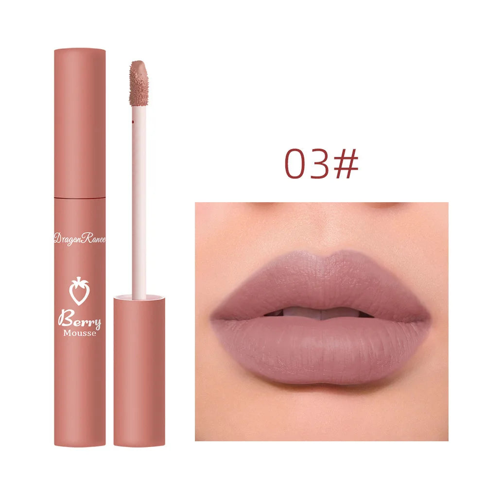Brillo labial mate textura aterciopelada, resistente al agua, hidratante, duradero, antiadherente