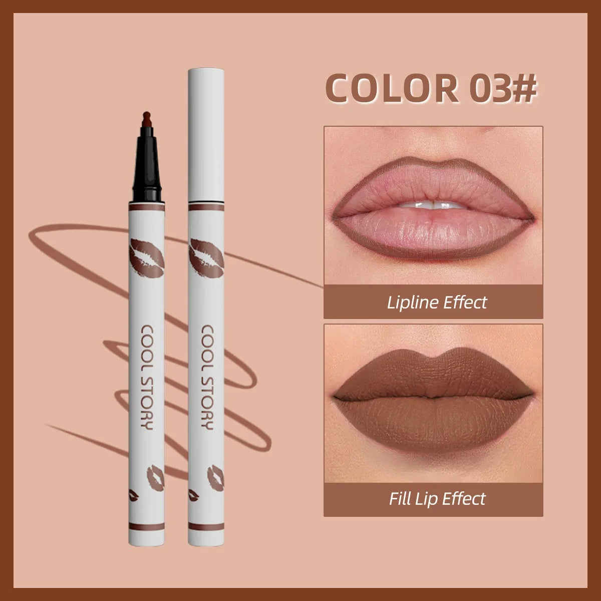 Lapiz delineador de labios líquido mate para contorno de labios, duradero, resistente al agua, secado rápido y natural sin taza