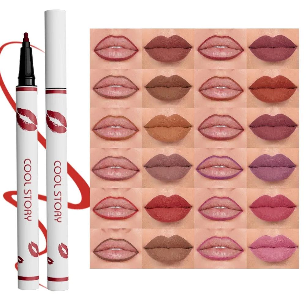 Lapiz delineador de labios líquido mate para contorno de labios, duradero, resistente al agua, secado rápido y natural sin taza