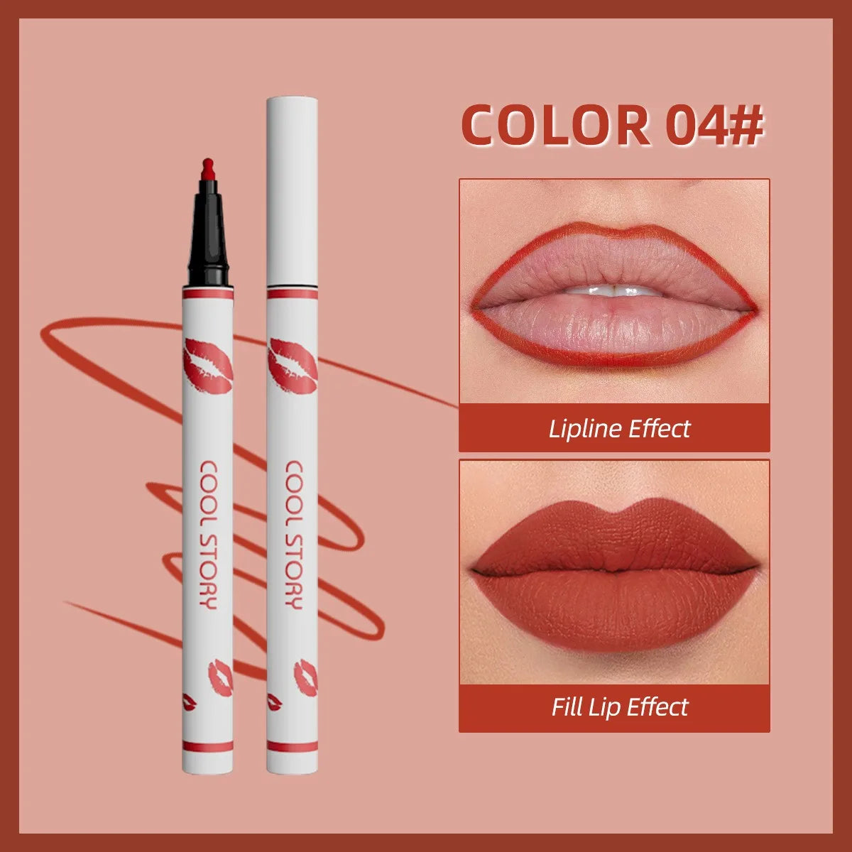 Lapiz delineador de labios líquido mate para contorno de labios, duradero, resistente al agua, secado rápido y natural sin taza