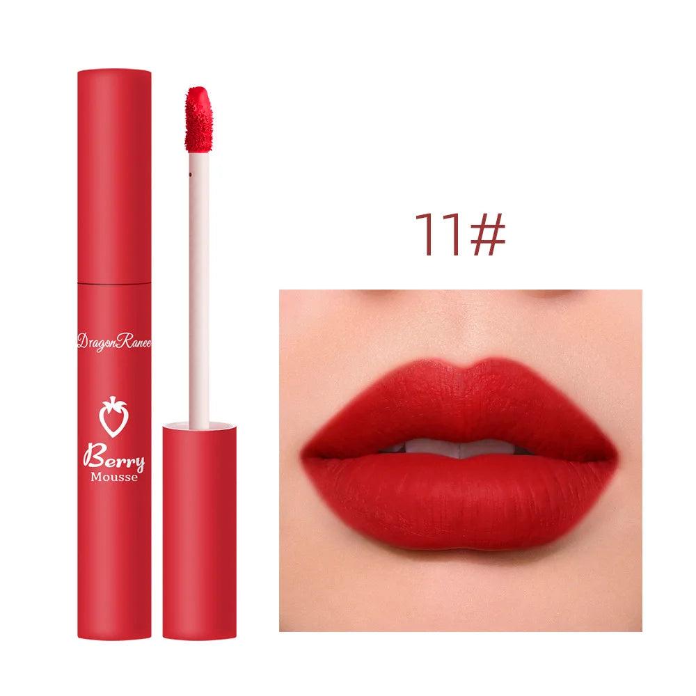 Brillo labial mate textura aterciopelada, resistente al agua, hidratante, duradero, antiadherente