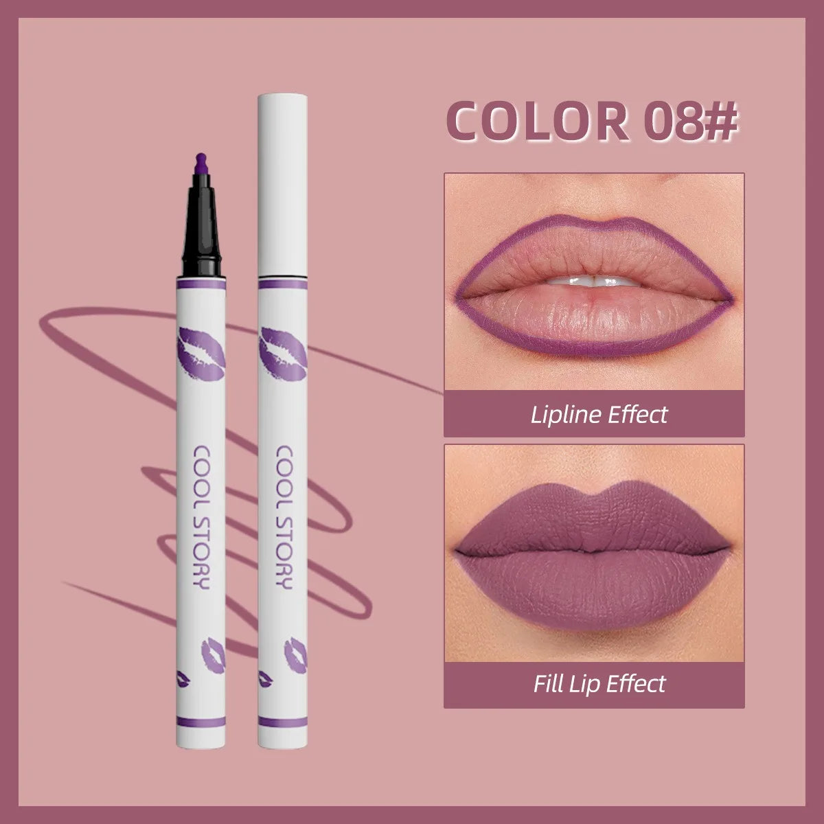 Lapiz delineador de labios líquido mate para contorno de labios, duradero, resistente al agua, secado rápido y natural sin taza
