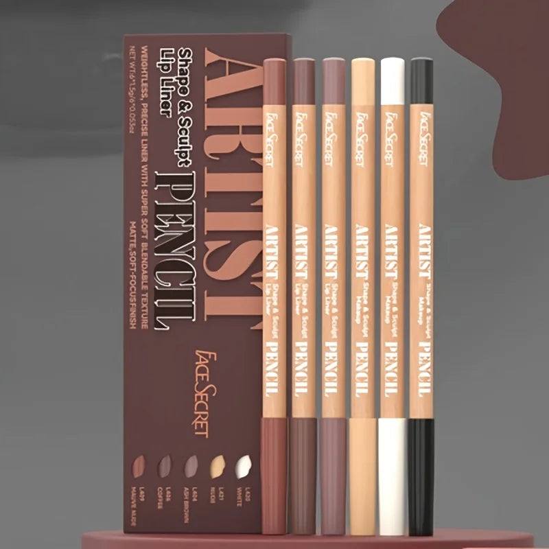 Delineador de labios, Juego de 6 unds, con acabado mate impermeable de larga duración