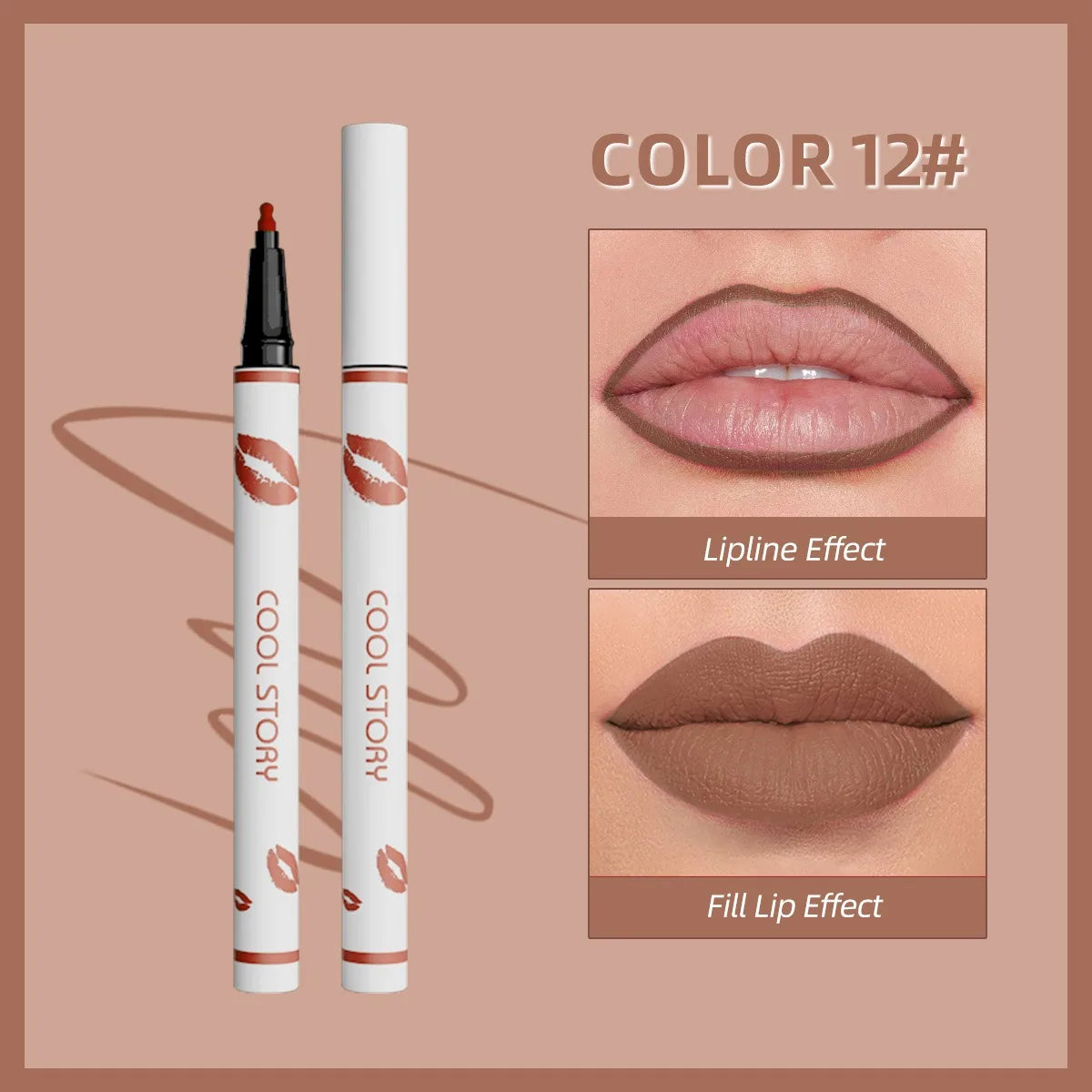 Lapiz delineador de labios líquido mate para contorno de labios, duradero, resistente al agua, secado rápido y natural sin taza