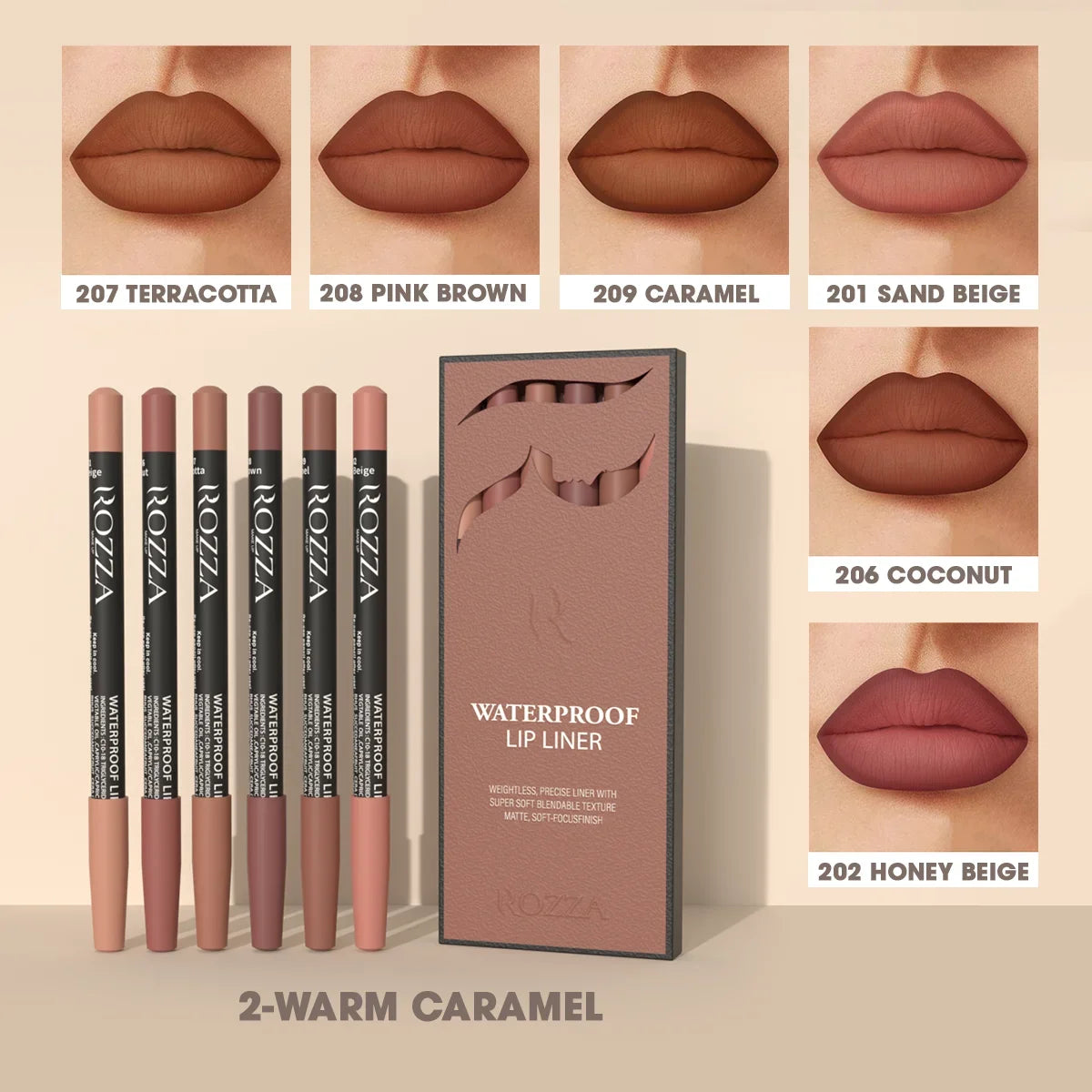 Delineador de labios mate larga duración, impermeable súper suave con textura mezclable