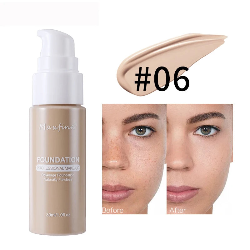 Base de maquillaje líquida, corrector eficaz, resistente al agua y al sudor, maquillaje profesional