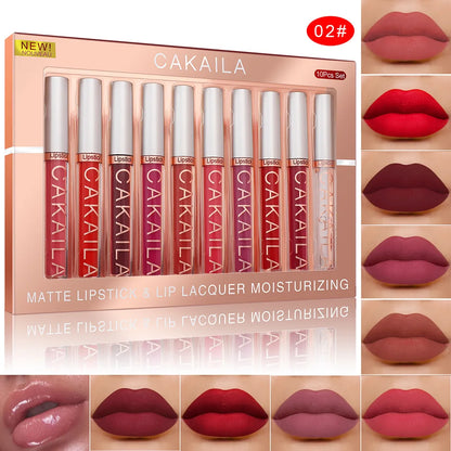 Brillo labial mate de terciopelo nude, antiadherente, resistente al agua