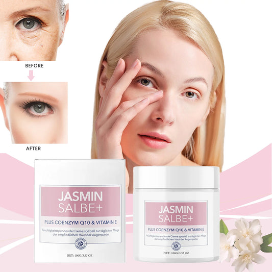 Crema para ojos antiarrugas con jazmín, elimina bolsas, ojeras, hinchazón, líneas finas, reafirma, hidrata
