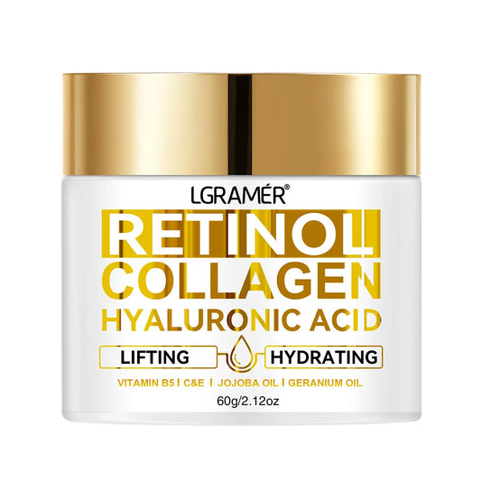 Crema facial hidratante con retinol, antiarrugas, colágeno y ácido hialurónico