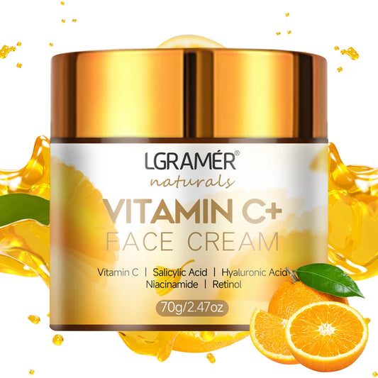 Crema facial con vitamina C, retinol, suavizante, antiarrugas, hidratante, reafirmante, con ácido hialurónico, aclarante