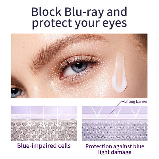Crema antiarrugas hidratante para ojos, antiojeras con rodillo masajeador y ácido hialurónico