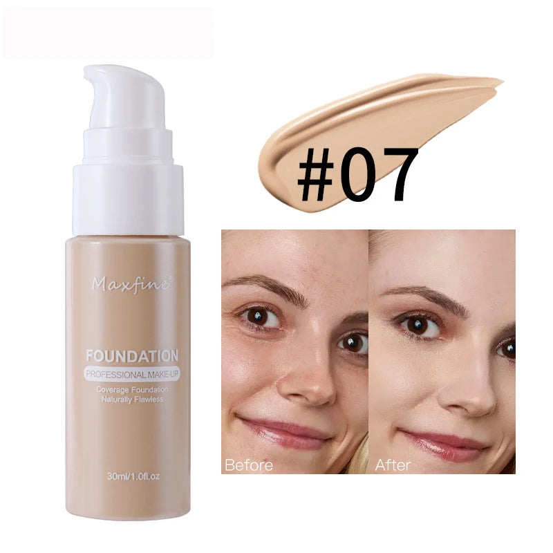Base de maquillaje líquida, corrector eficaz, resistente al agua y al sudor, maquillaje profesional