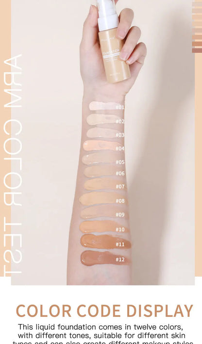 Base de maquillaje líquida, corrector eficaz, resistente al agua y al sudor, maquillaje profesional