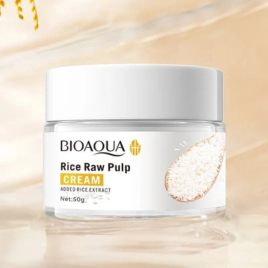 Crema facial iluminadora de arroz blanco con esencia hidratante de ácido hialurónico, reafirmante e hidratante