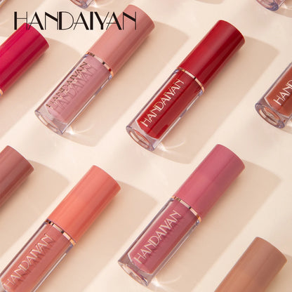 Pintalabios aterciopelado, estuche de 12 colores con brillo labial no pegajoso