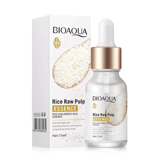 Serum de pulpa de arroz crudo, con esencia facial, ácido hialurónico, hidratante, blanqueador y antiarrugas para cuidado facial