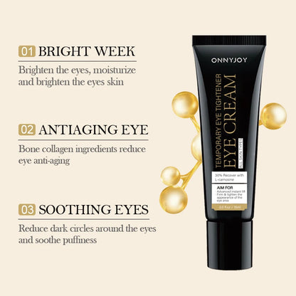 Crema para ojos reafirmante y instantánea, hidratante y suavizante para reducir arrugas e hinchazón